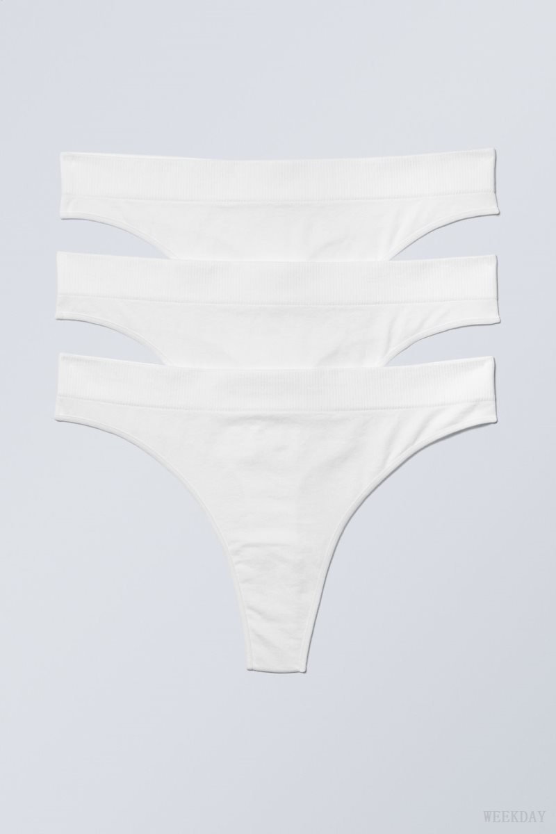 White Weekday 3-pack Cat Soft Thong Thong | WXVI8992