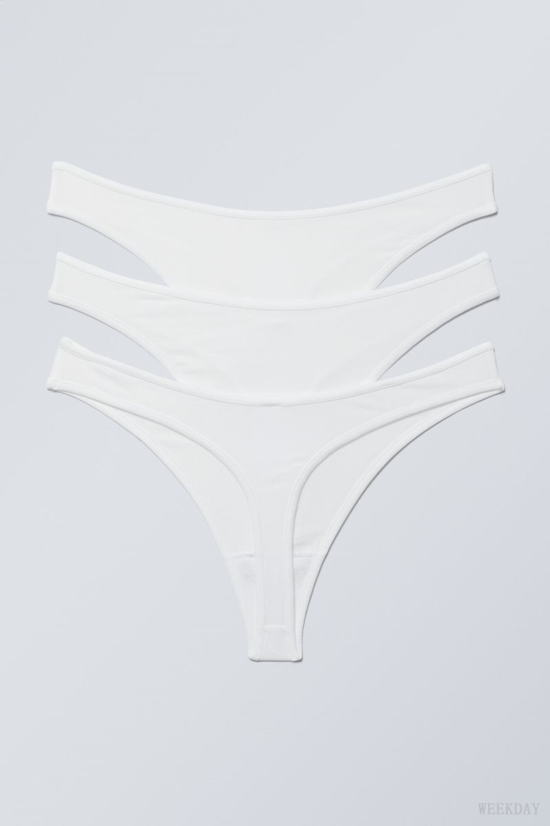 White Weekday 3-pack Jade Cotton Thong Thong | PZGJ0269