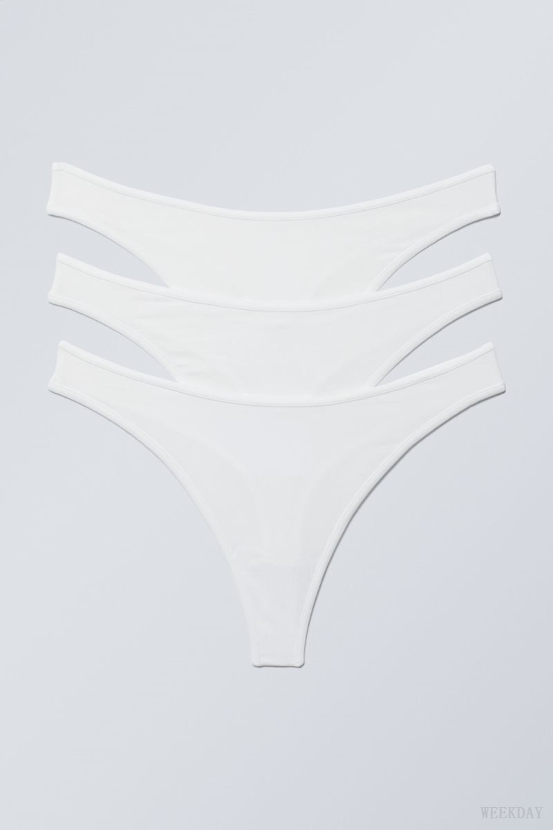 White Weekday 3-pack Jade Cotton Thong Thong | PZGJ0269