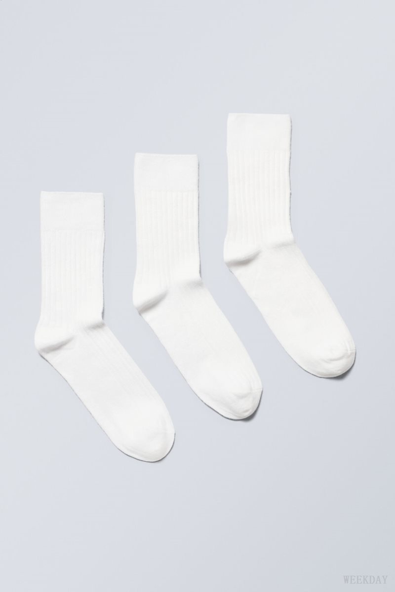 White Weekday 3-pack Selma Socks | KJSV0187