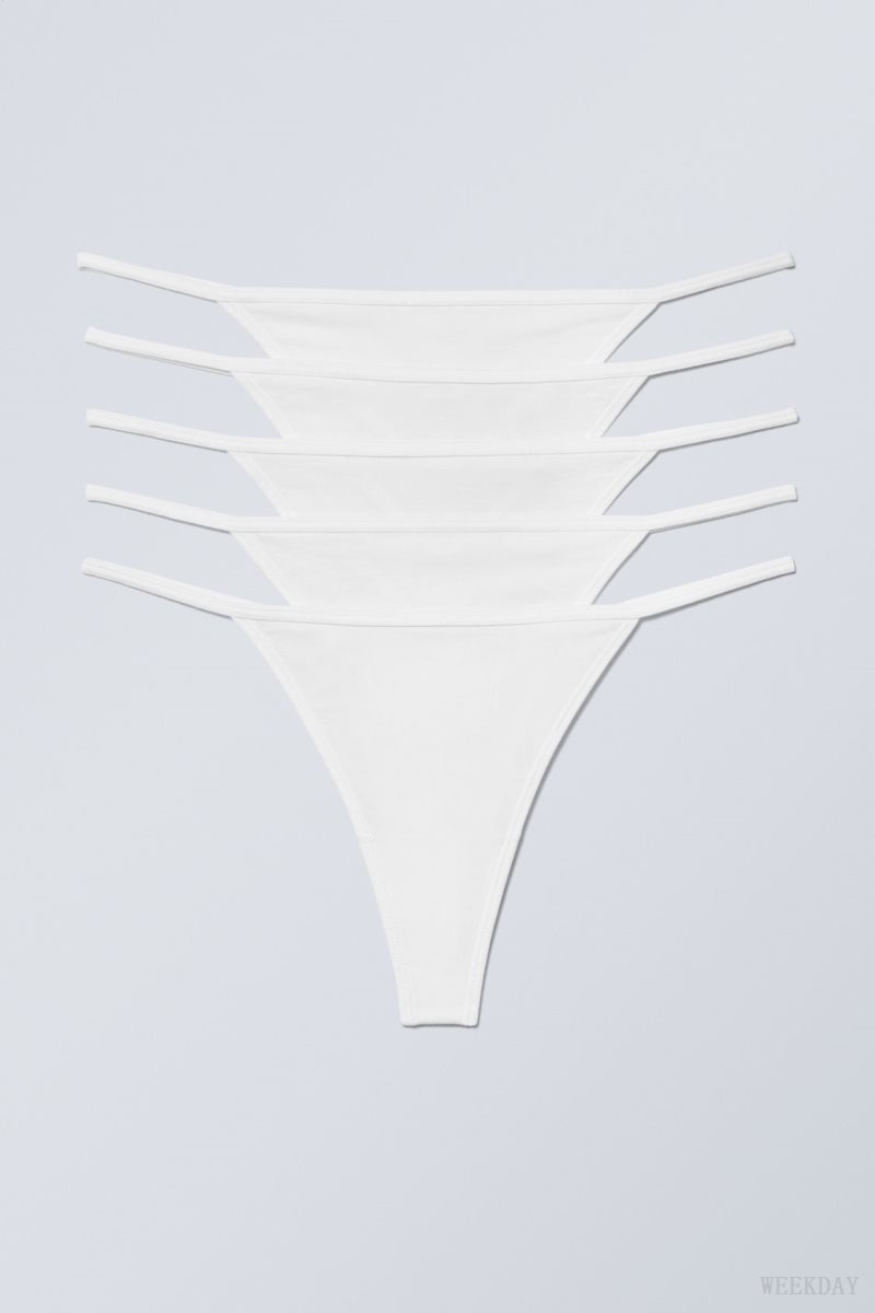 White Weekday 5-pack Alex Cotton Tanga Thong Thong | VLAN9687