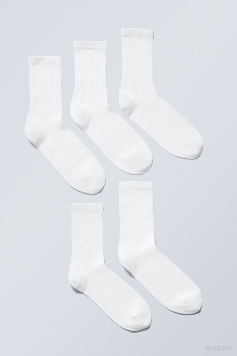 White Weekday 5-pack Sport Socks | FZYU2170