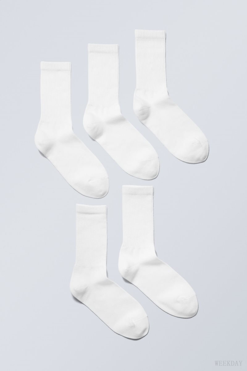 White Weekday 5-pack Sport Socks | KHZH1254