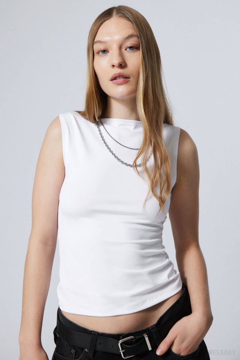 White Weekday Annie Boatneck Sleeveless top | VVIY3330