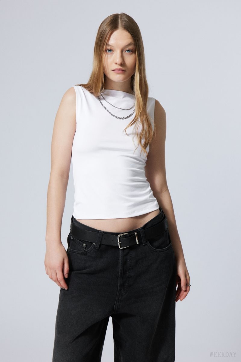 White Weekday Annie Boatneck Sleeveless top | VVIY3330