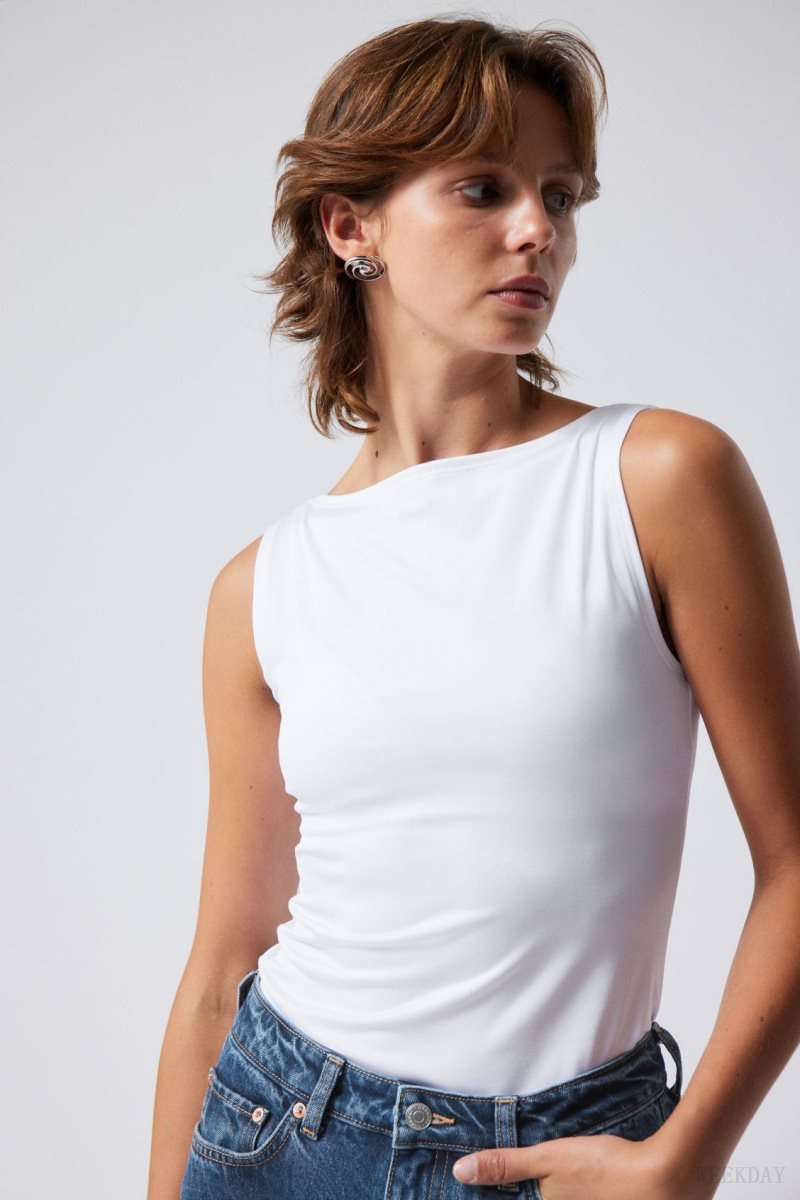 White Weekday Annie Boatneck Sleeveless top | VVIY3330