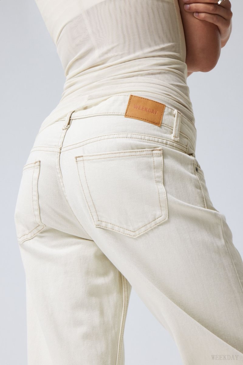 White Weekday Arrow Low Straight Jeans | PUZN0837