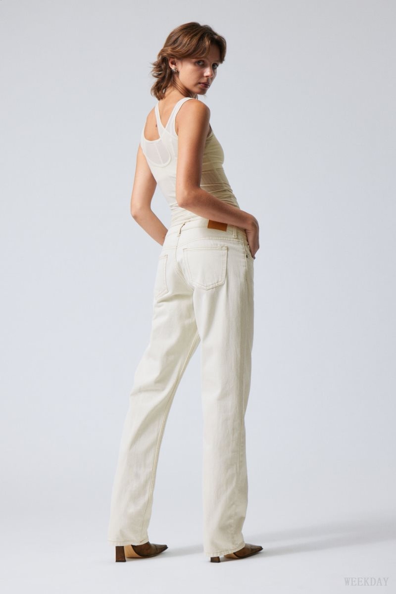 White Weekday Arrow Low Straight Jeans | PUZN0837