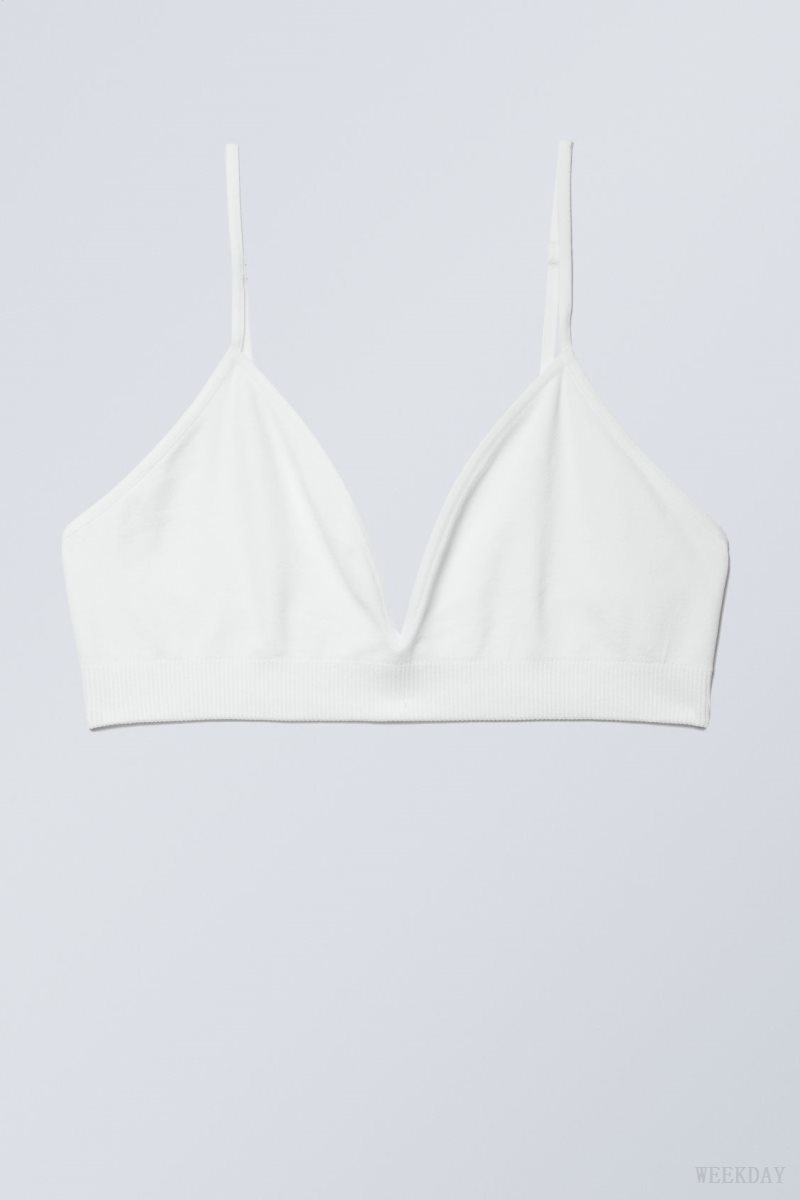 White Weekday Cat Soft Triangle Bra Bra | WDBM7517