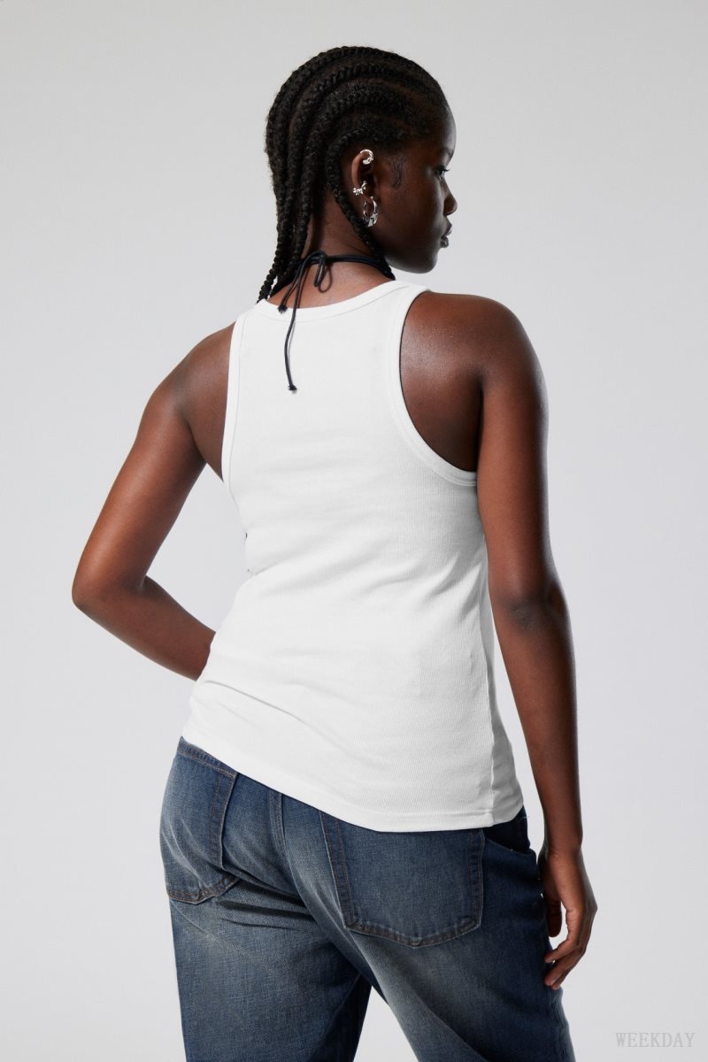 White Weekday Close Fitted Tank Top | FXHU9514