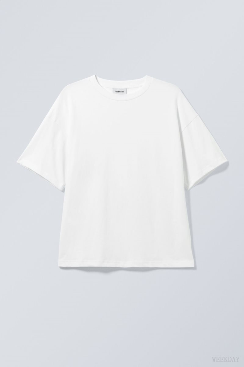 White Weekday Great Boxy Heavyweight T-Shirt | LVCY4146