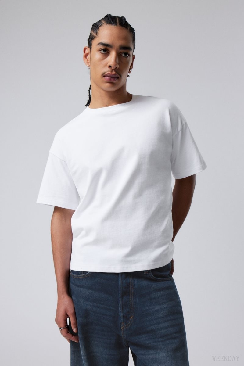 White Weekday Great Boxy Heavyweight T-Shirt | LVCY4146