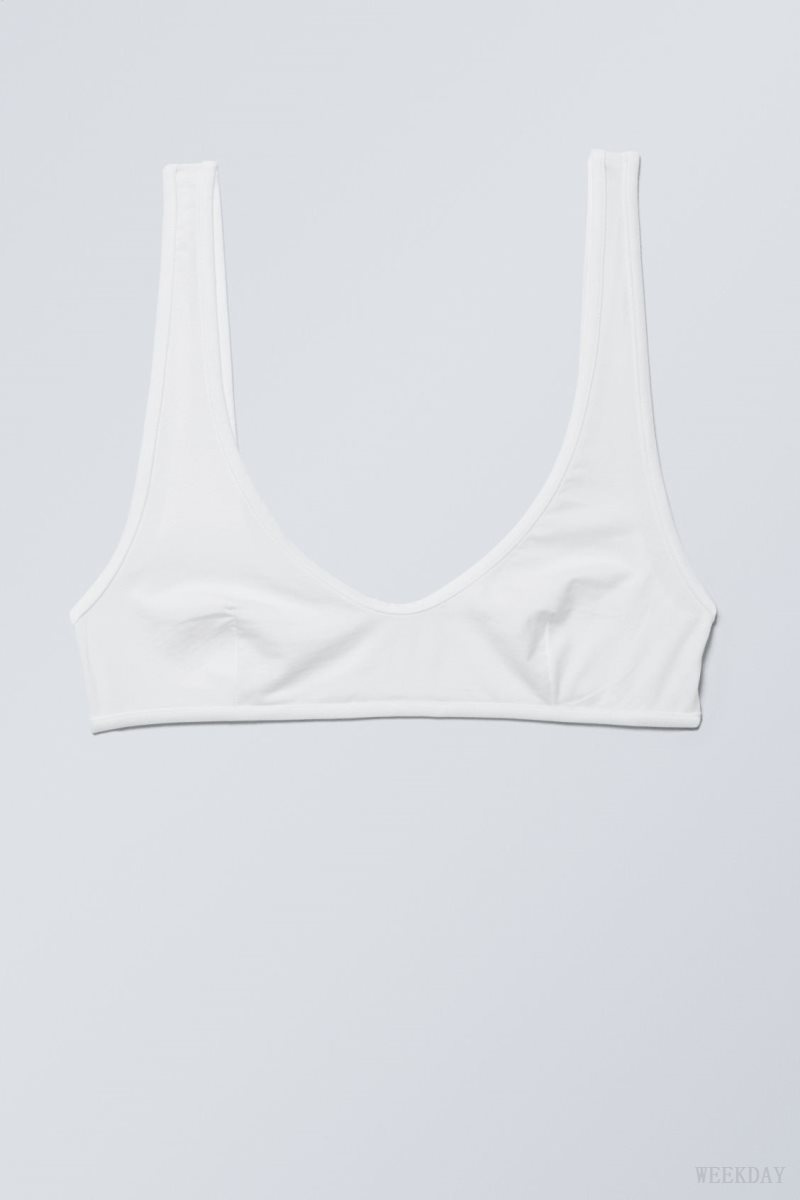 White Weekday Jade Soft Cotton Bra Bra | PNAQ3782