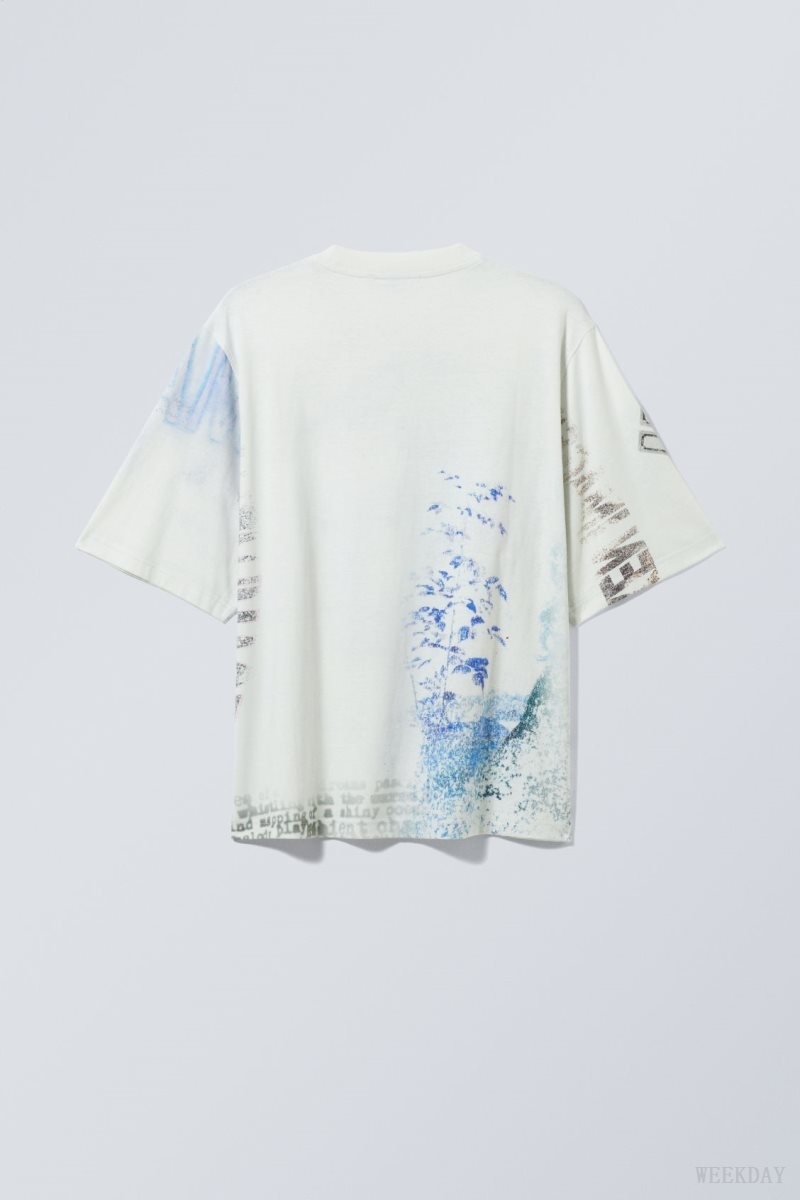 White Weekday Loose Fit Printed T-shirt | AGFT1385