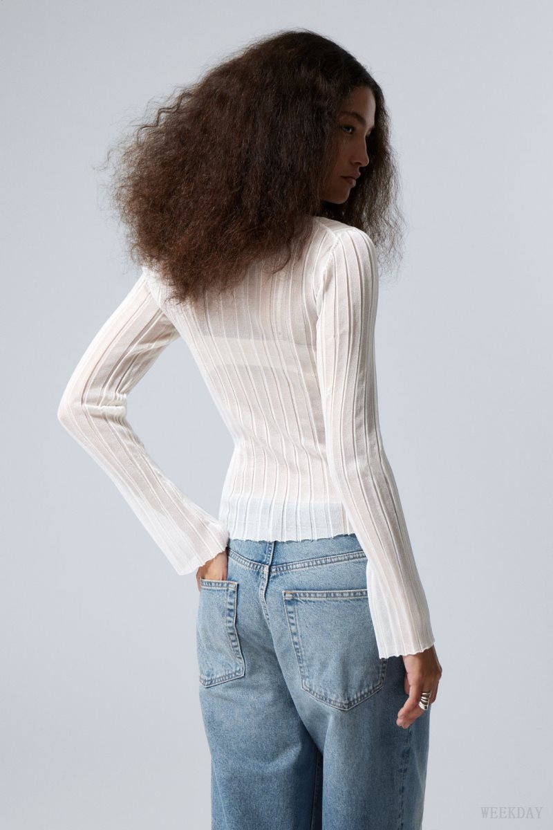 White Weekday Mary Sheer Knitted Sweater | CSZQ5931