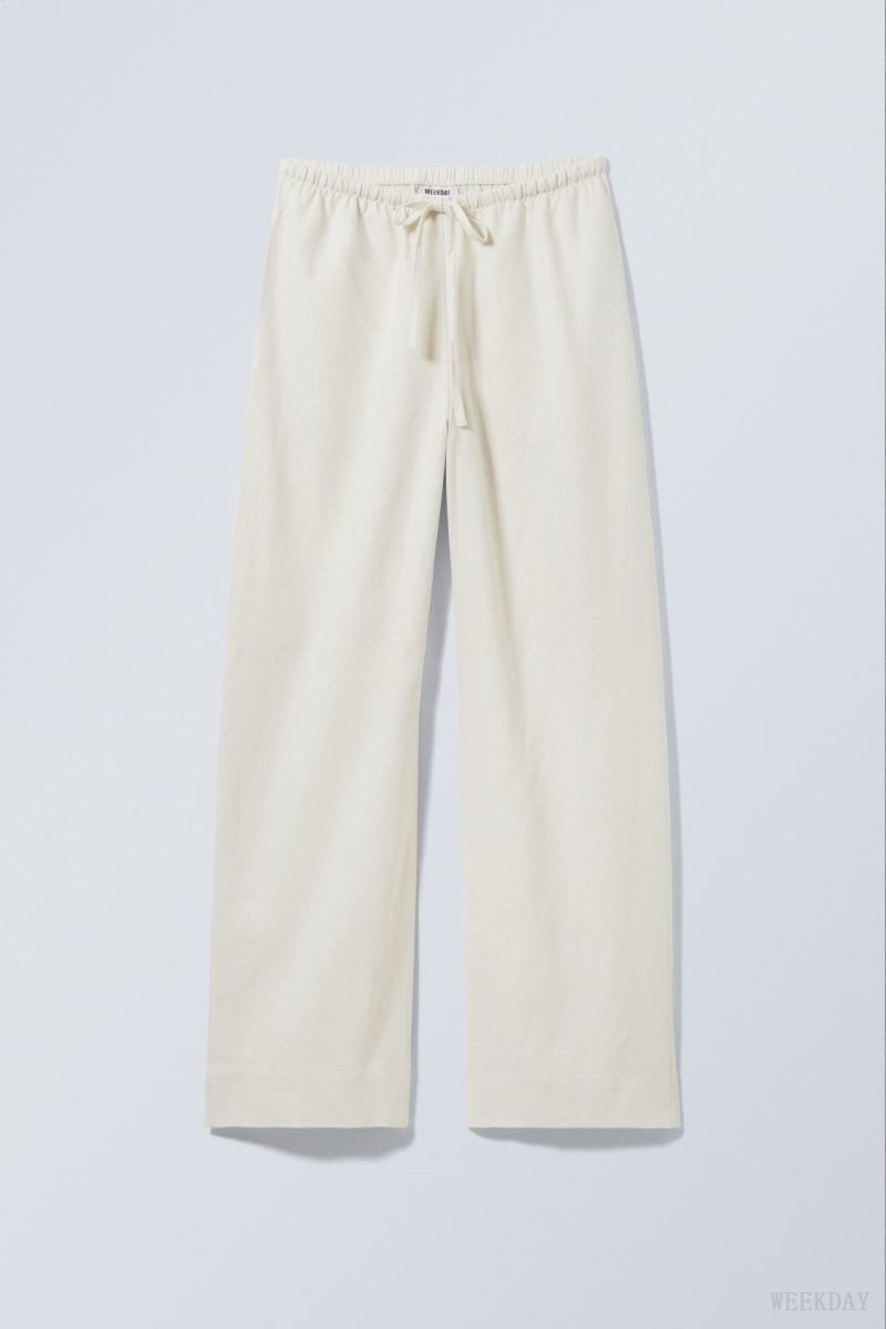 White Weekday Mia Linen Mix Trousers | WMRK9670