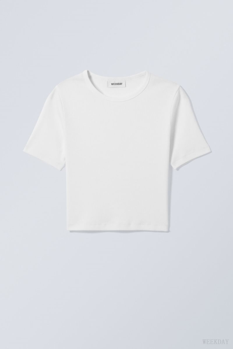 White Weekday Mini Rib Crop Top | JXGG6976