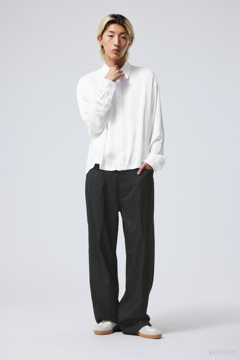 White Weekday Oversized Boxy Shiny Shirt | AHDN1628