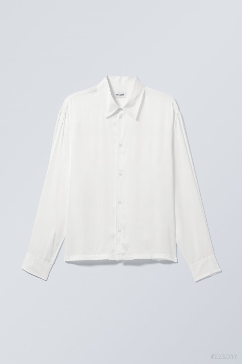 White Weekday Oversized Boxy Shiny Shirt | AHDN1628