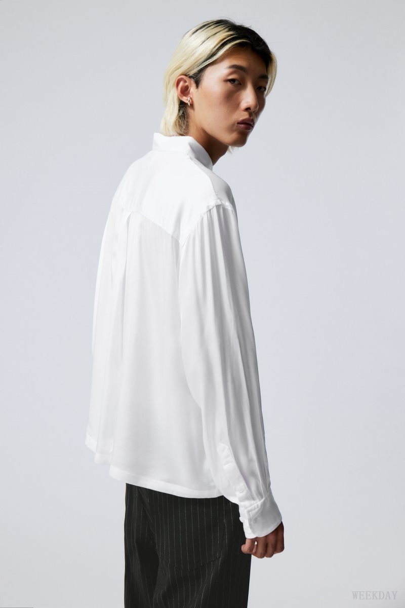 White Weekday Oversized Boxy Shiny Shirt | AHDN1628