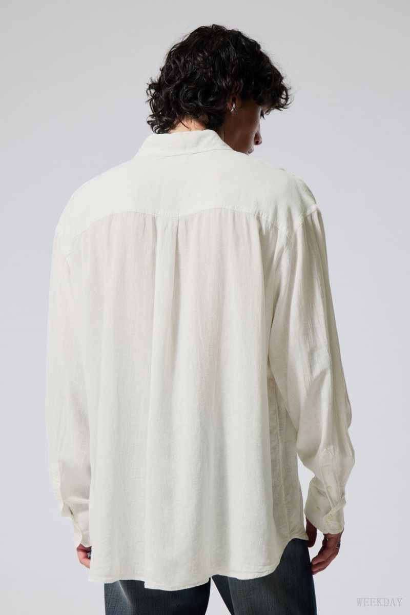 White Weekday Oversized Linen Shirt | YPXF0427