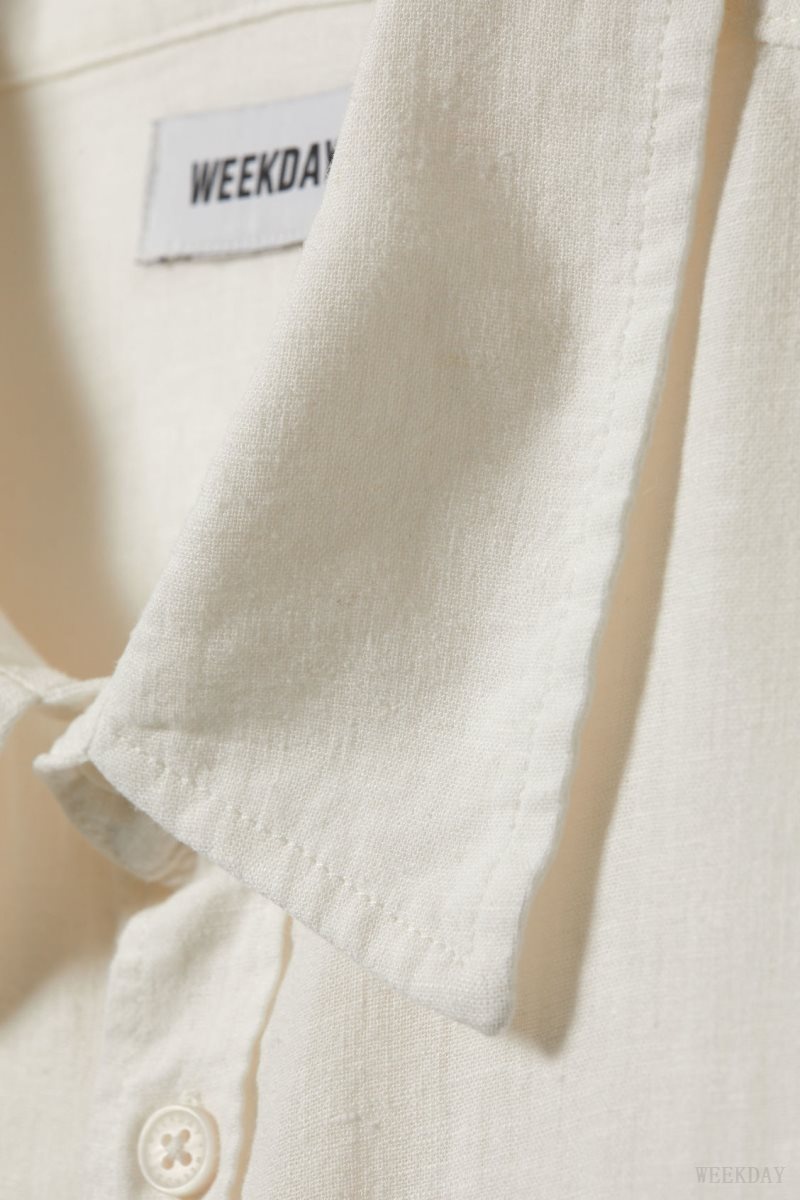 White Weekday Oversized Linen Shirt | YPXF0427