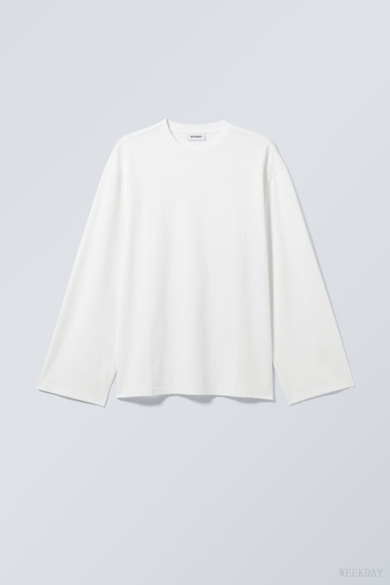 White Weekday Oversized Long Sleeve T-shirt | FIGY8276