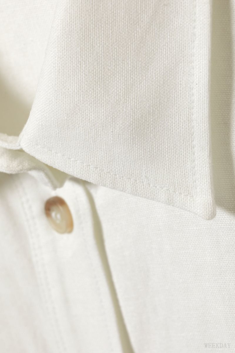 White Weekday Relaxed Linen Mix Shirt | PKOB0445