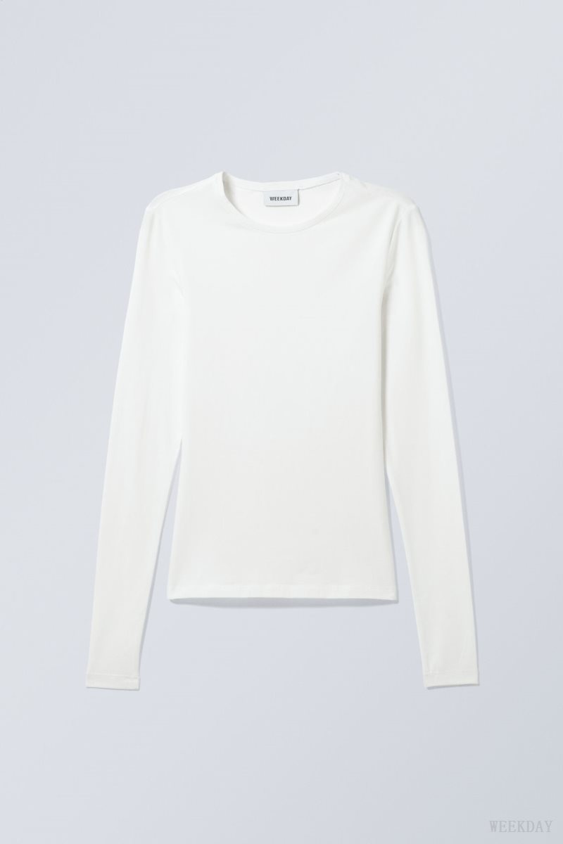 White Weekday Slim Fitted Long Sleeve | NSAA6238