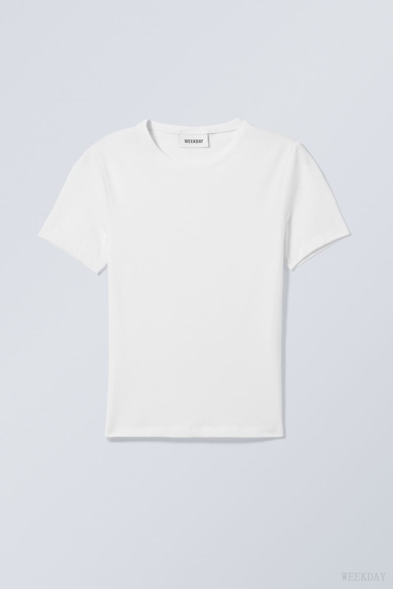 White Weekday Slim Fitted T-shirt | ROQU7201