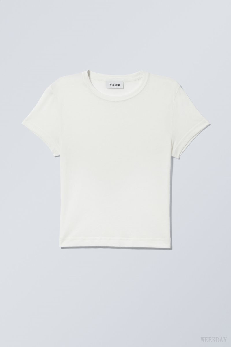 White Weekday Tight Fitted T-shirt | QOMS1607