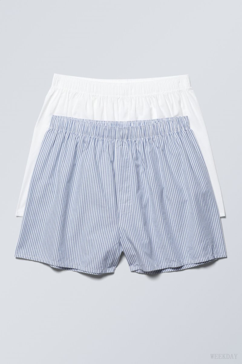 White / Blue Weekday 2-pack Boxer Shorts Shorts | HWKG2413