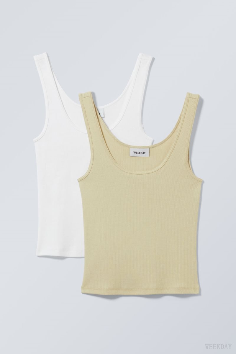 Yellow Weekday 2-Pack Open Neck Tank Top | MTPC0615